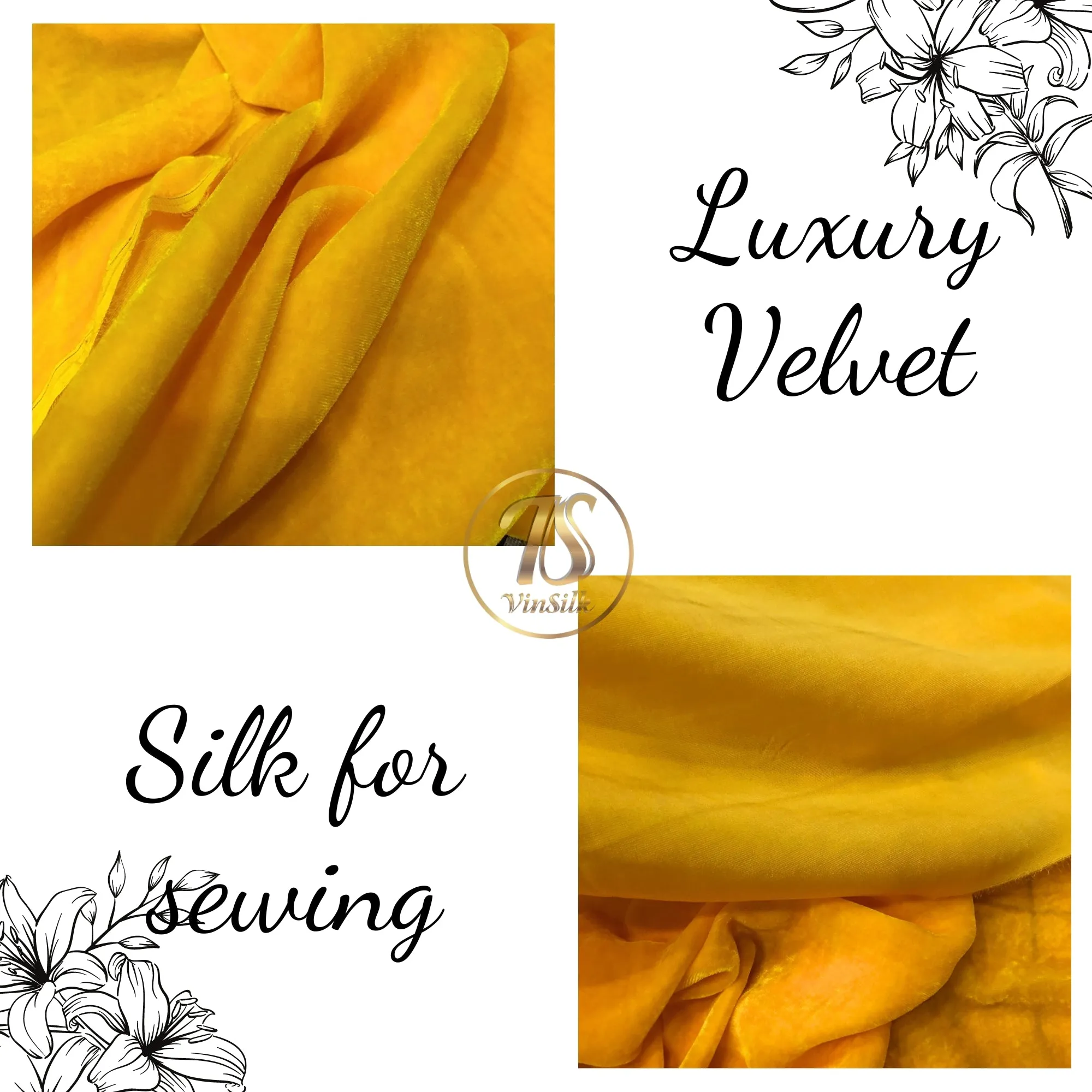 100% MULBERRY SILK VELVET fabric by the yard - Luxury Silk Velvet for Dress, Skirt, High End Garment - Silk apparel fabric - Yellow silk fabric