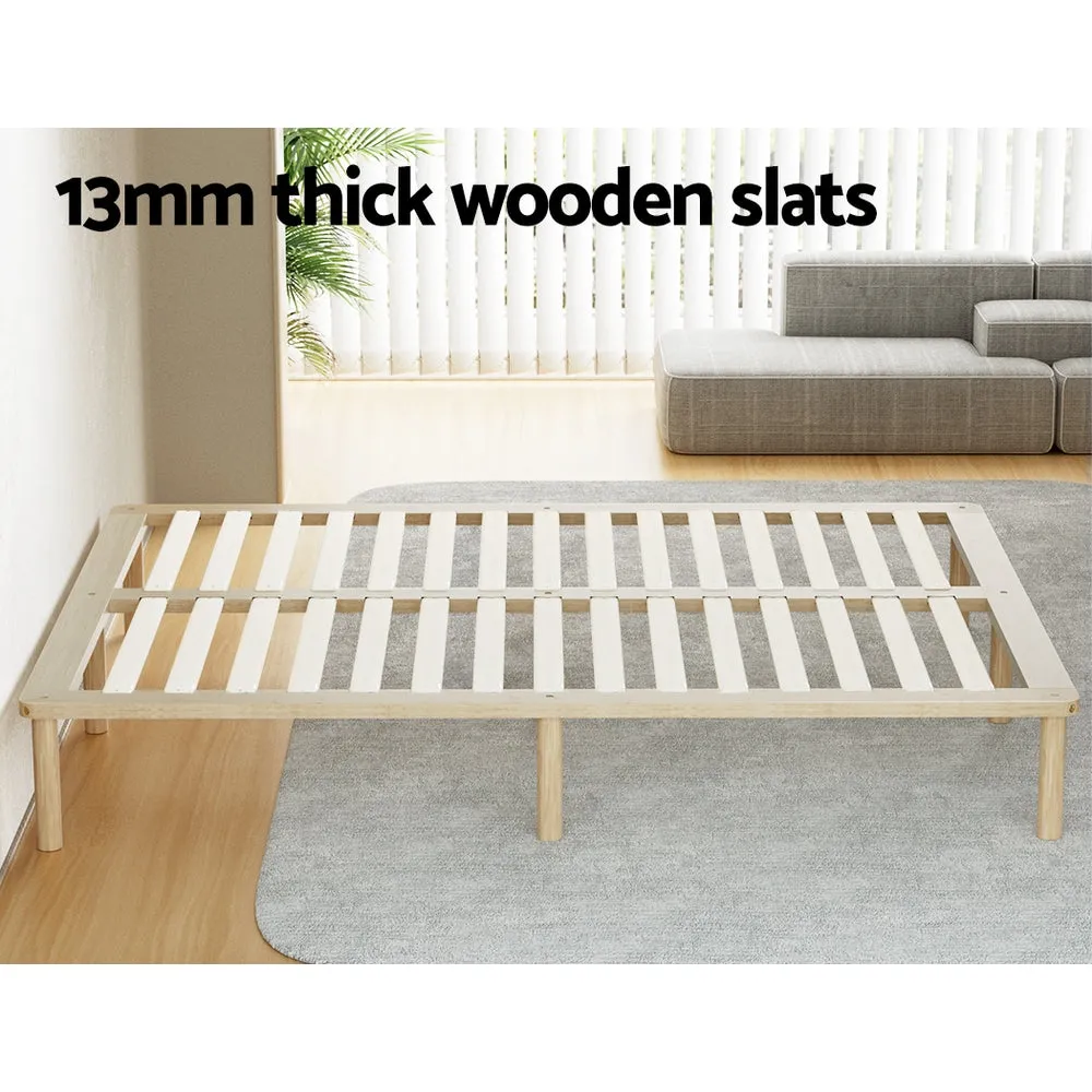 Amba Minimalist Double Wooden Bed Frame Pine