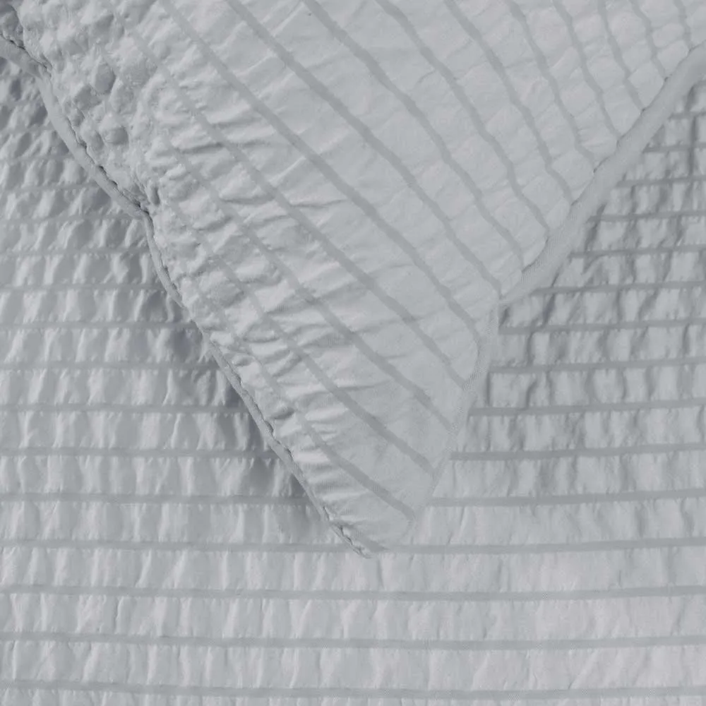 Ardor Ingrid Silver Seersucker Stripe Quilt Cover Set Double