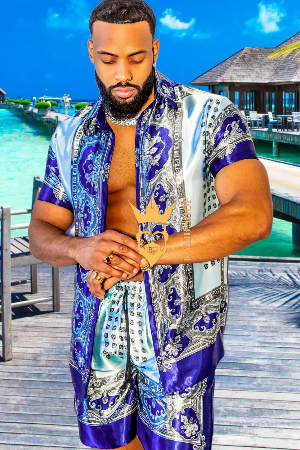 Beach Men's Summer Dress Set - Stay Cool and Comfortable in Style - Luxury Silk and Satin Fabric