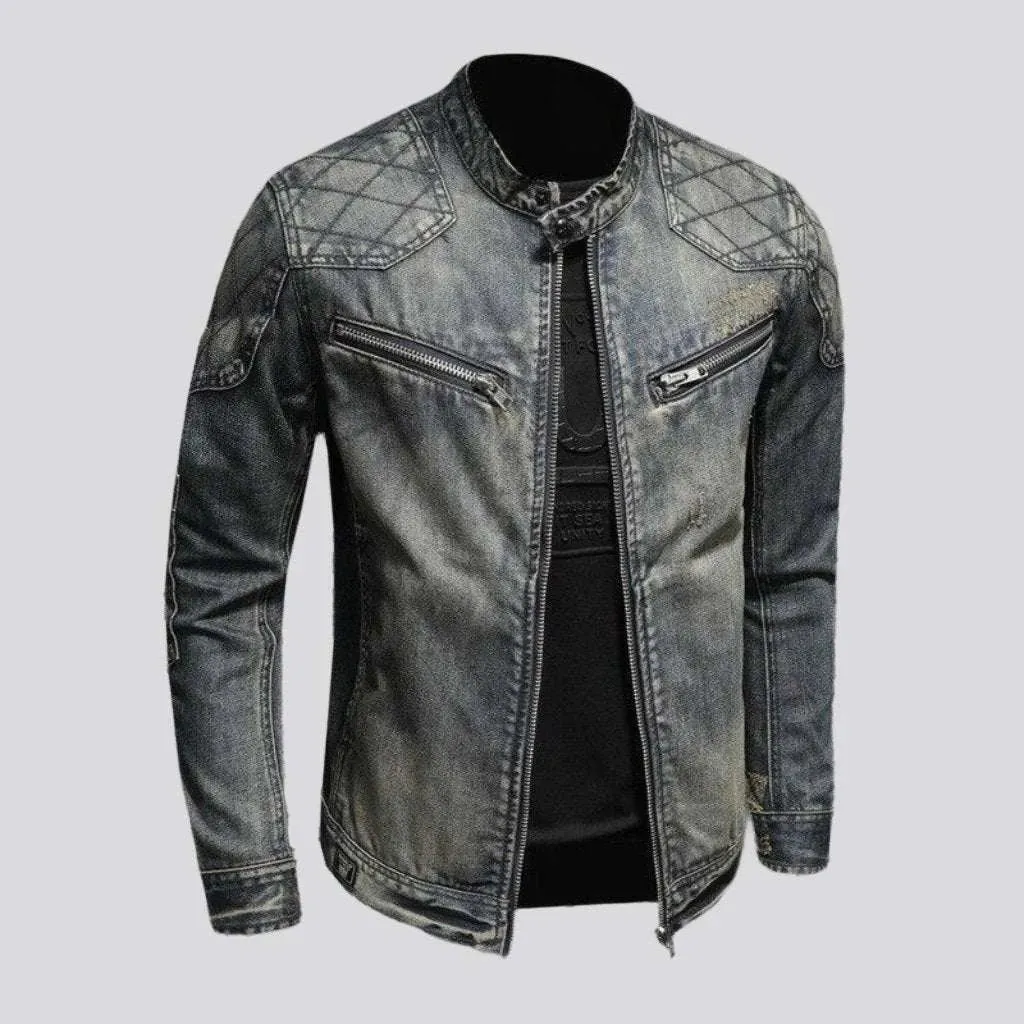 Biker bomber men's denim jacket