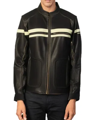 Biker Brown And White Leather Jacket