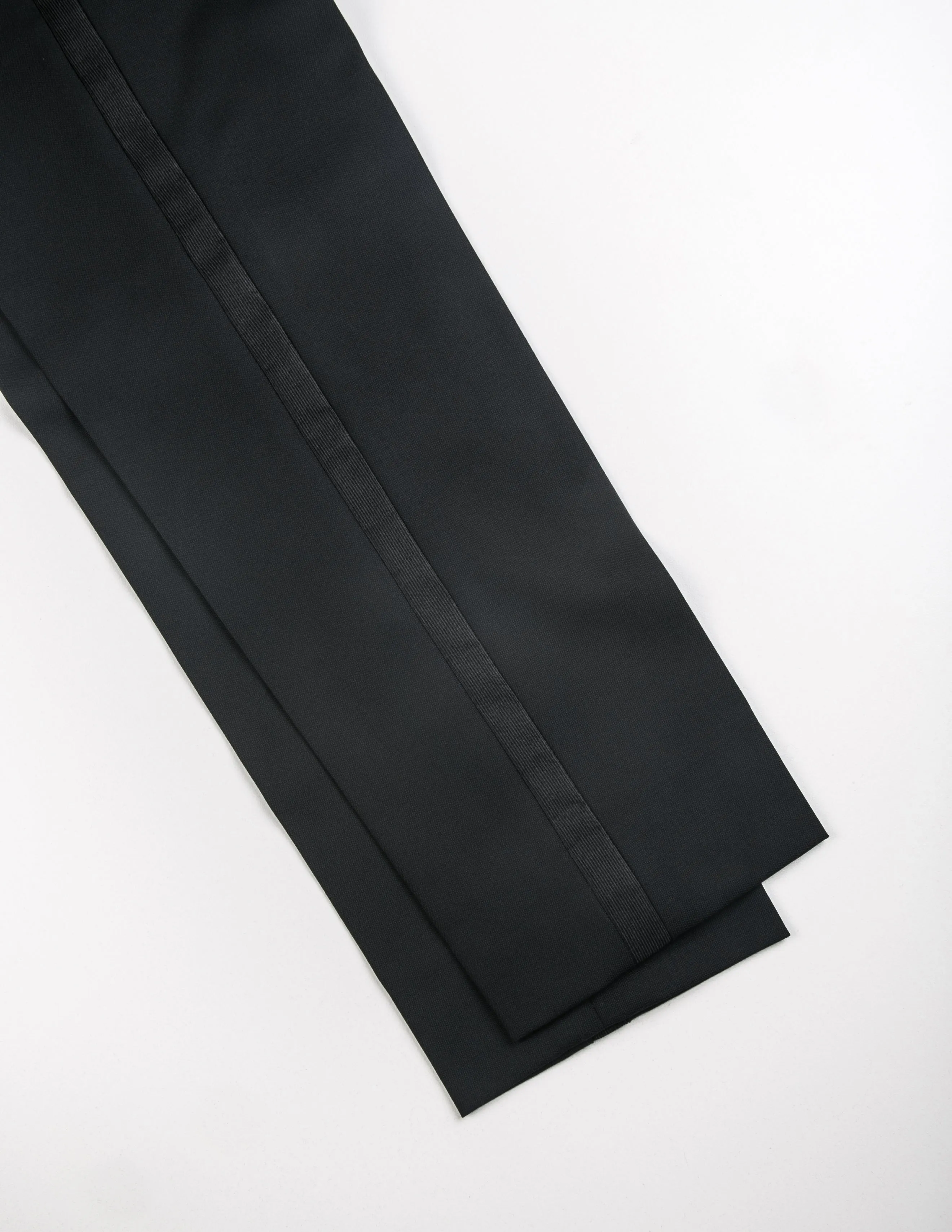 BKT50 Tuxedo Trouser in Super 110s - Black with Grosgrain Stripe