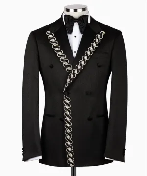 Black Beaded Lapel Tuxedo