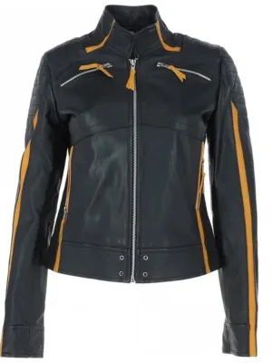 Black Biker Maple Leather Jacket