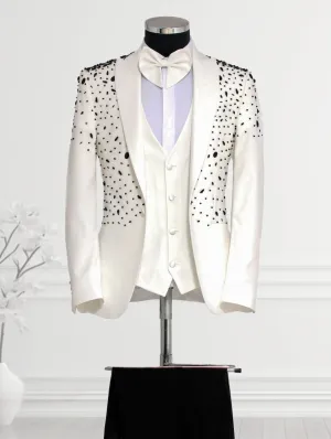 Black Rhinestone Decorated White Tuxedo