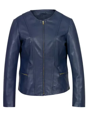 Blue Collar Less Biker Leather Jacket