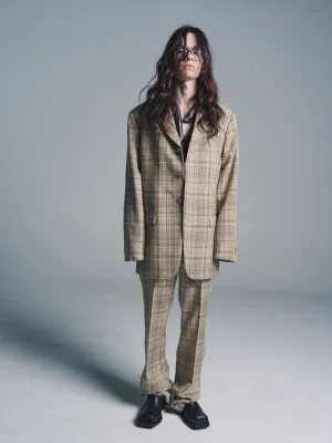 Brown Check Wool Mika 3 Button Blazer