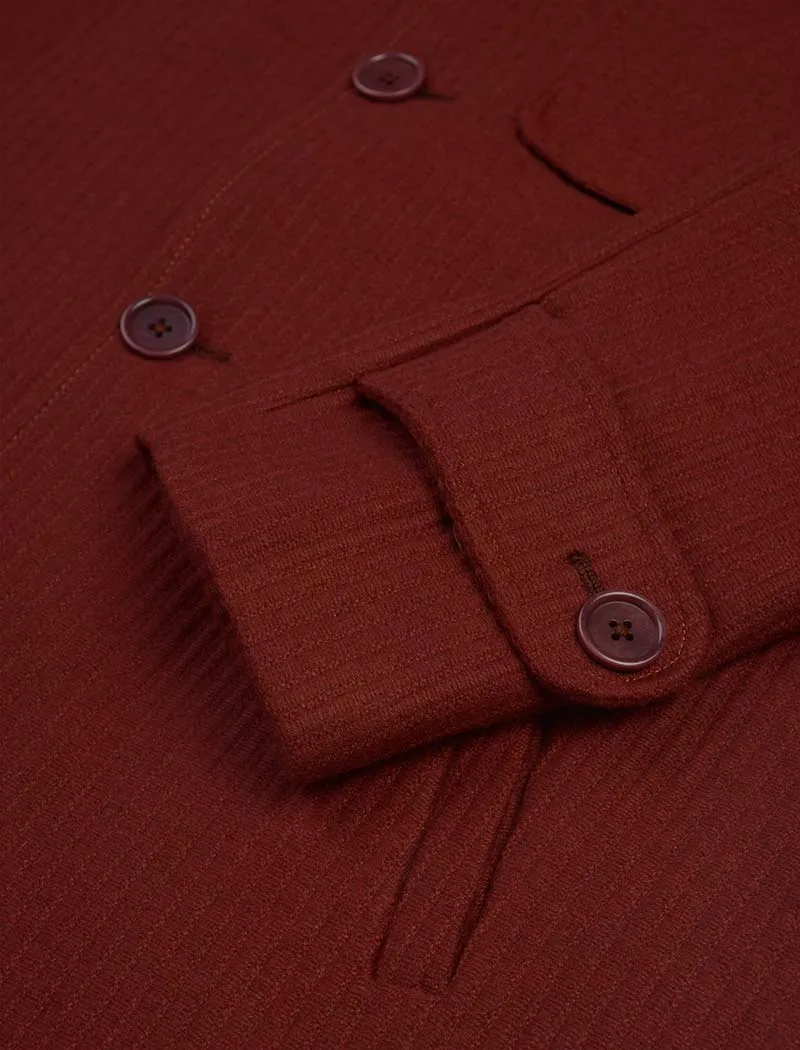 Burgundy Ribbed Cashmere Overcoat