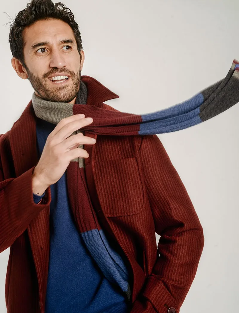 Burgundy Ribbed Cashmere Overcoat