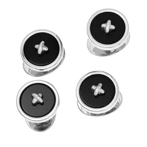 Button Classic Gemstone Sterling Tuxedo Studs