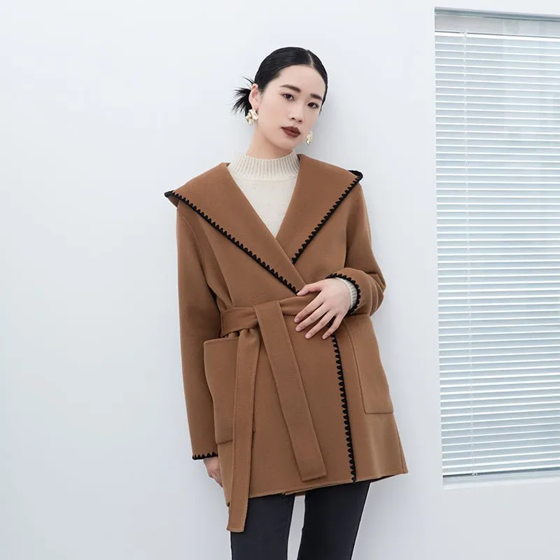 Camel Wool Coats With Belt