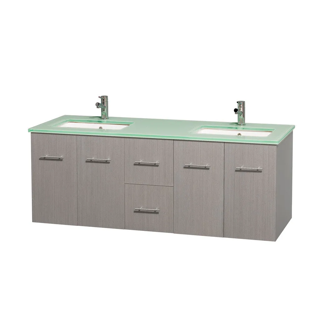 Centra 60 inch Double Bathroom Vanity Set -Gray Oak