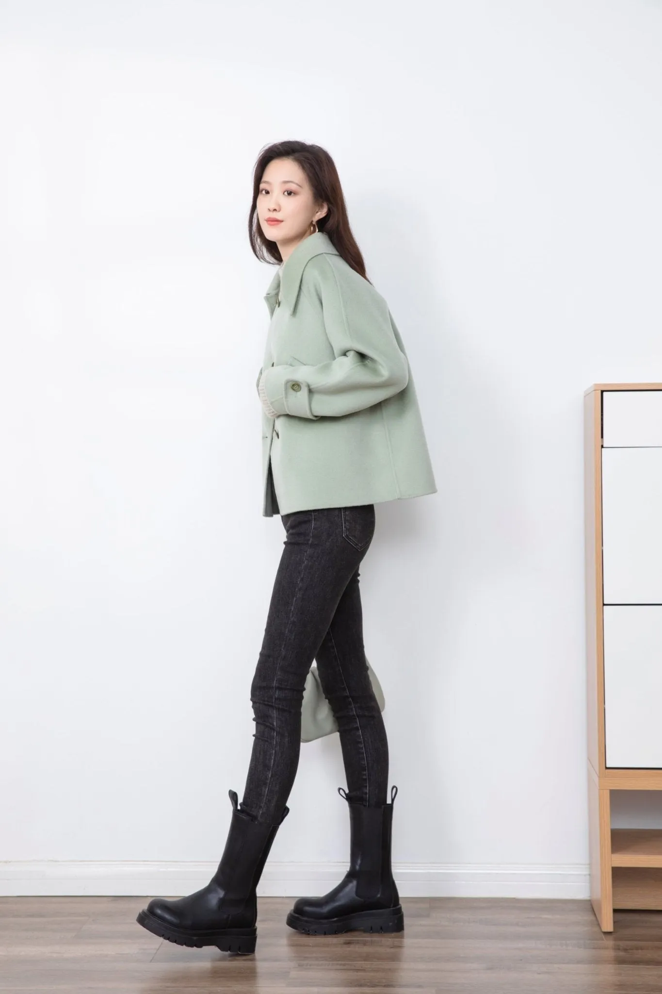 Citron Green Double Woolen Coat