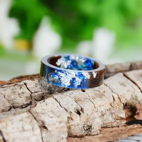 Classy Men Wood Epoxy Ring Blue