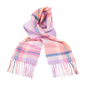 Edinburgh Cashmere Scarf  Molton Check - Coral/Heather