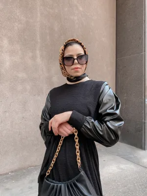 Faux Leather Moto Abaya