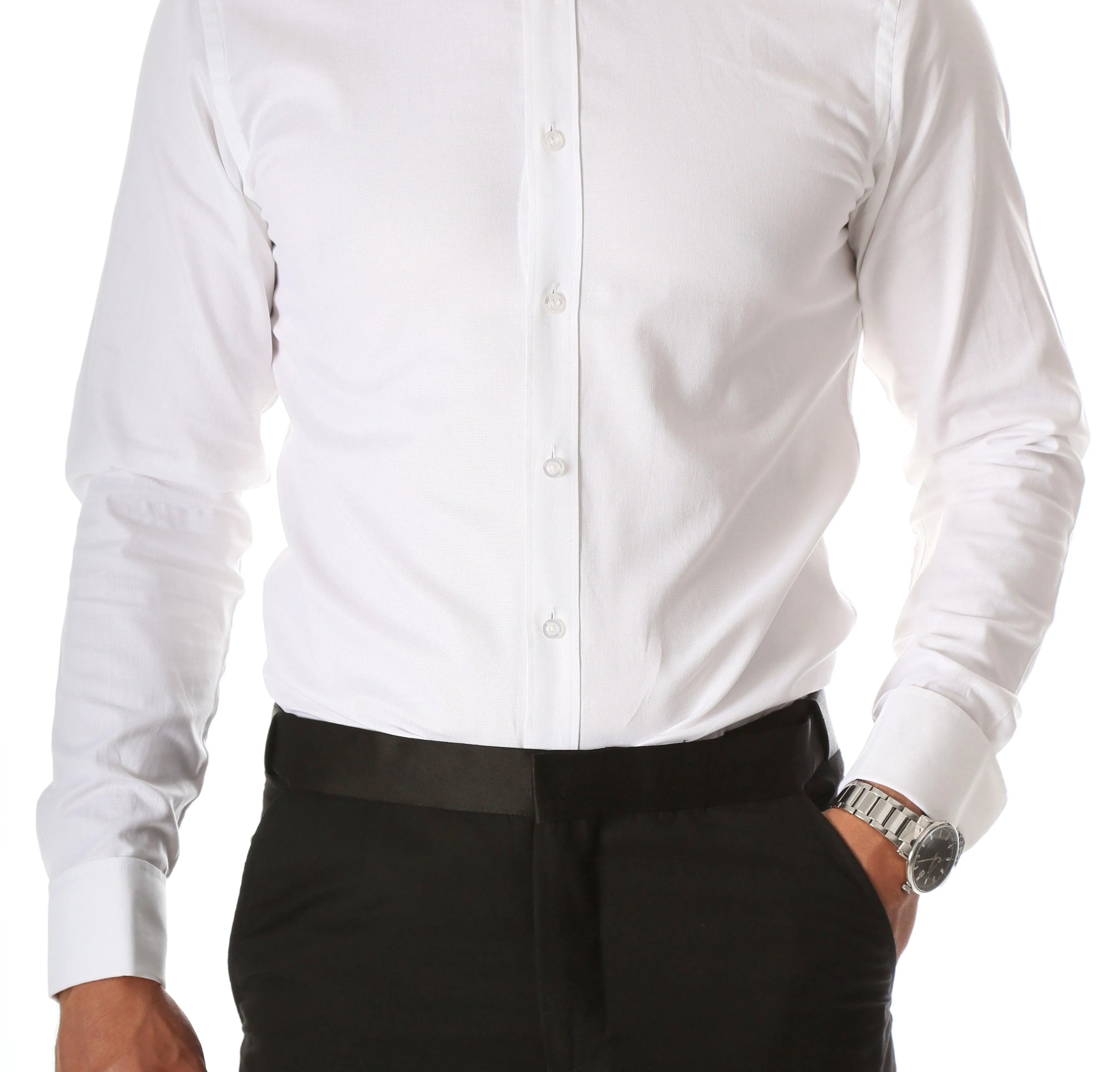 Ferrecci Men's Max White Slim Fit Wing Tip Collar Pleated Tuxedo Shirt