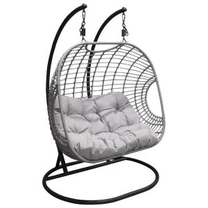 Fonti Double Seater Hanging Swing With Stand For Balcony , Garden Swing (Silver)