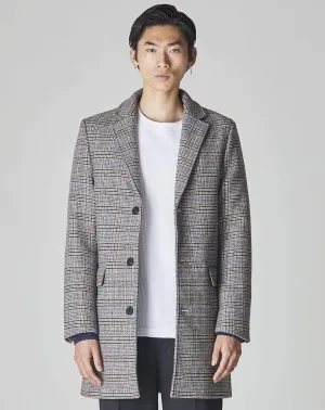 Godin Check Crombie Mens Overcoat' | Grey