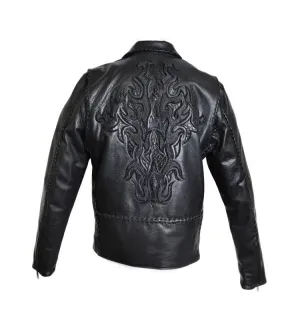 Kashani Excalibur Stingray/Calf/Gator Leather Biker Jacket