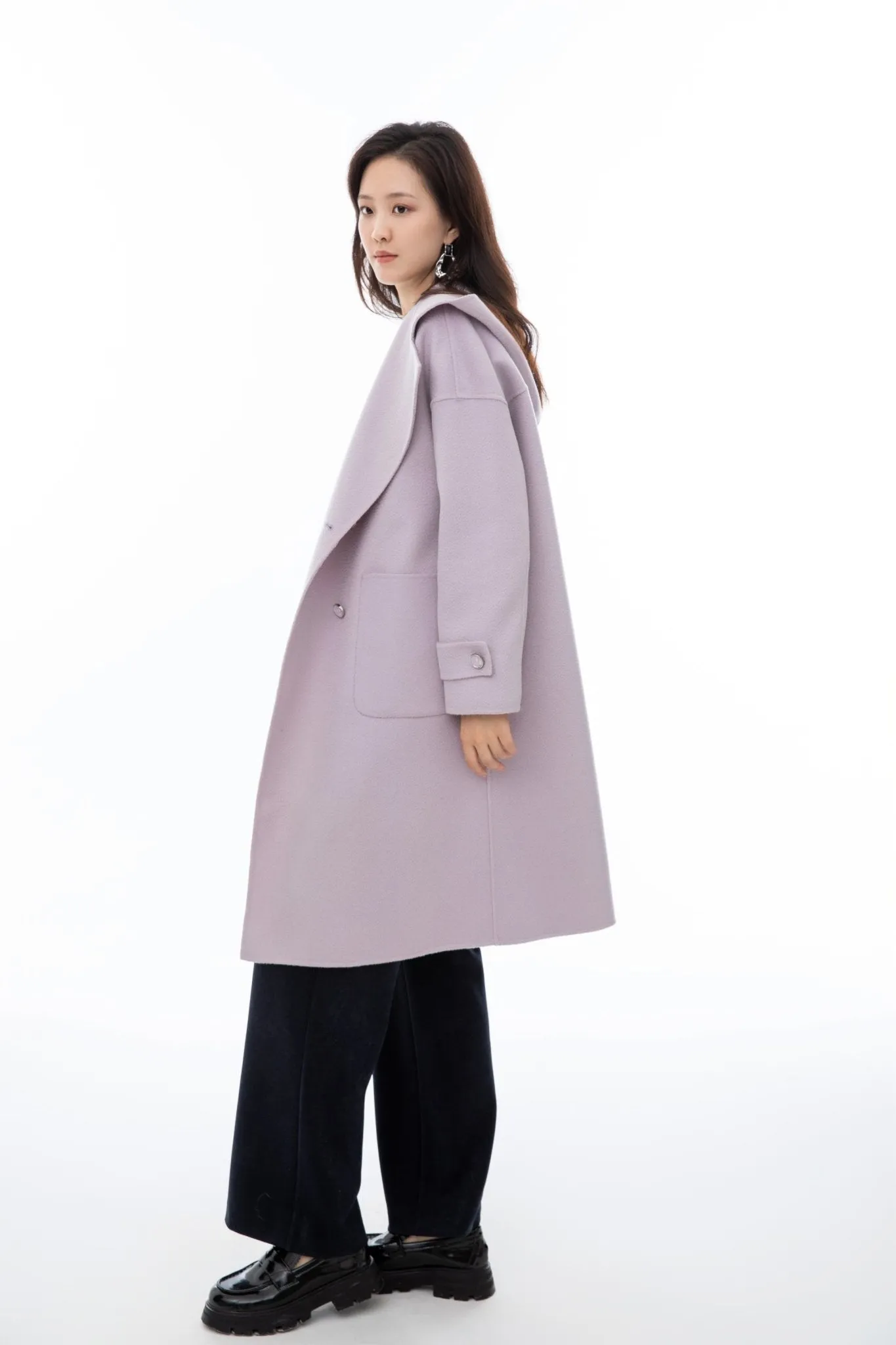 Lavender Wool Hooded Overcoats