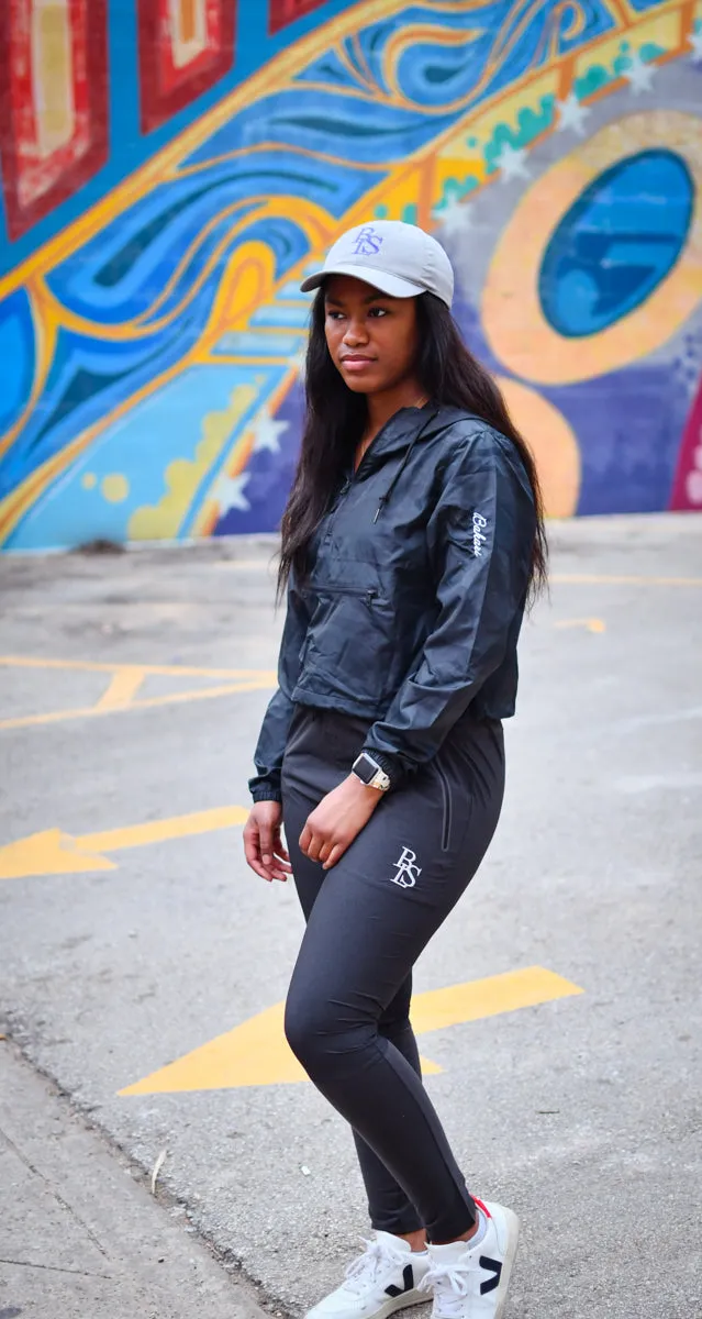 Lightweight Quarter-Zip Pullover Crop Windbreaker - Black  Camo print | White  Camo print