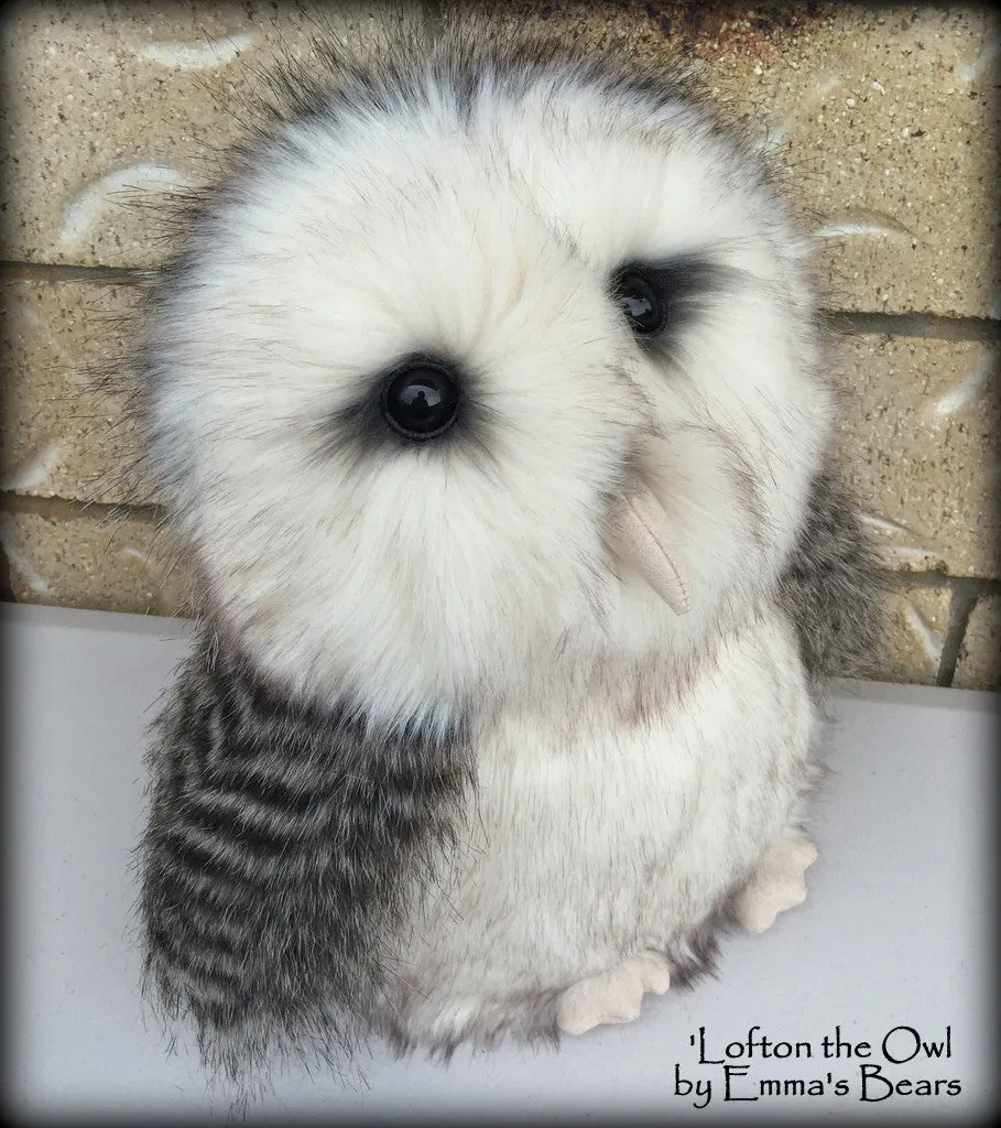 Lofton the Owl - 14" lifesize faux fur artist barn owl  - OOAK by Emma's Bears