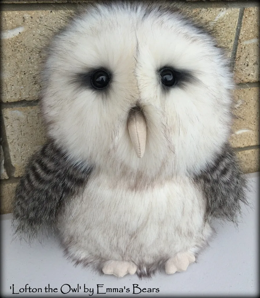 Lofton the Owl - 14" lifesize faux fur artist barn owl  - OOAK by Emma's Bears