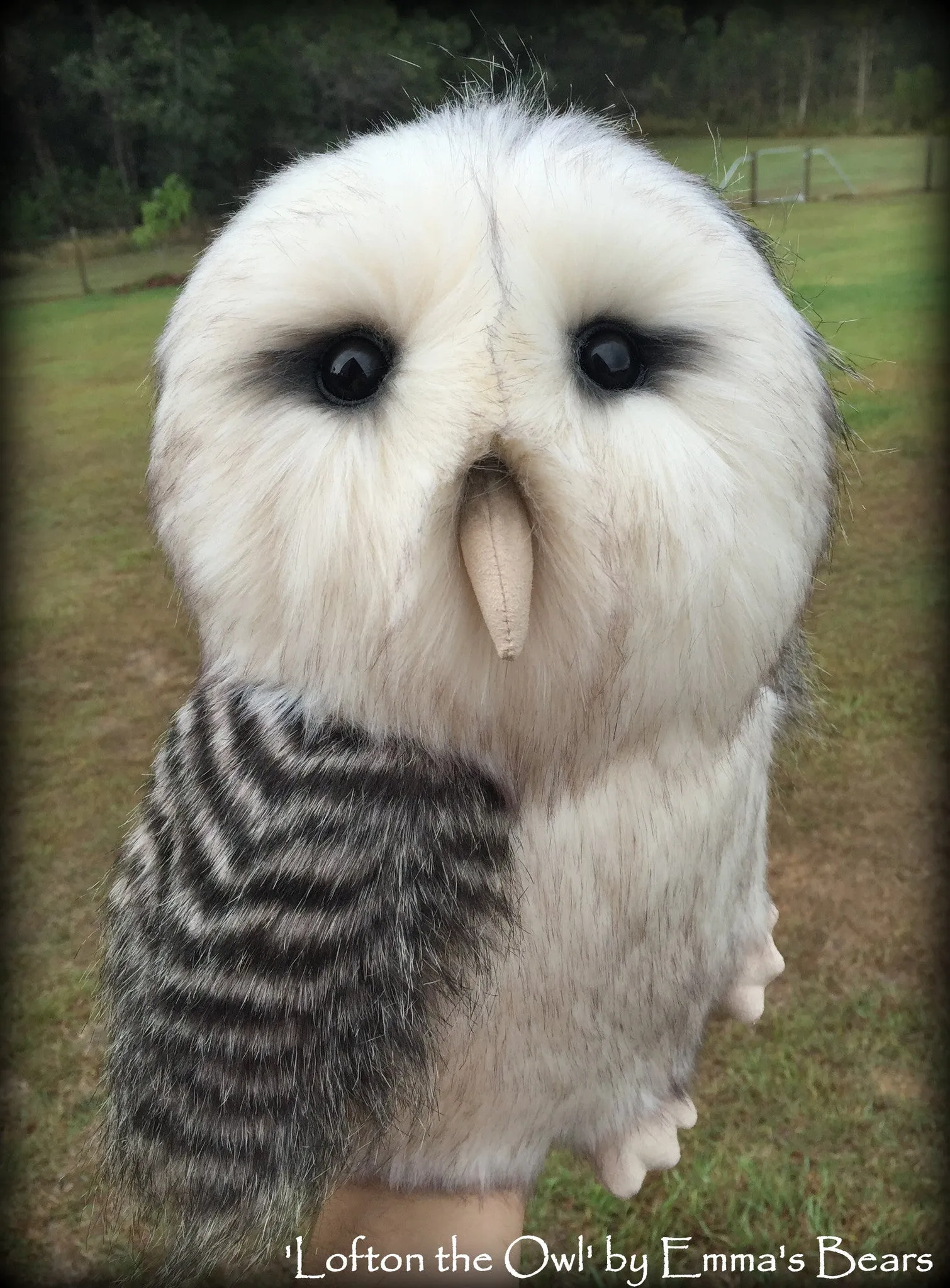 Lofton the Owl - 14" lifesize faux fur artist barn owl  - OOAK by Emma's Bears