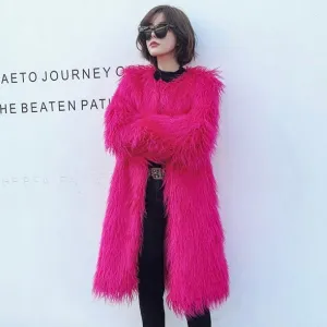 Long Shaggy Mongolian Faux Fur Coat