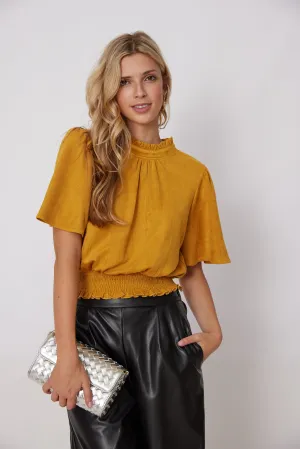 Melisa Smocked Waist Suede Top