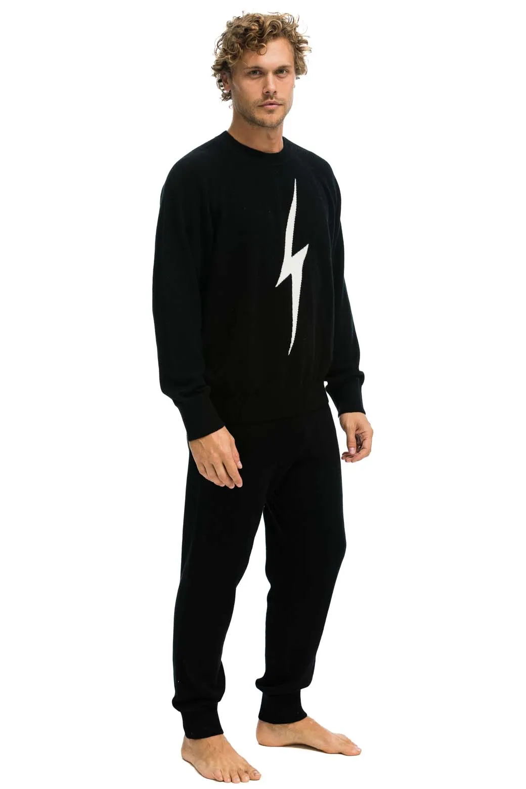 MEN'S BOLT CASHMERE LIGHT SWEATER PANT	- BLACK // WHITE BOLT