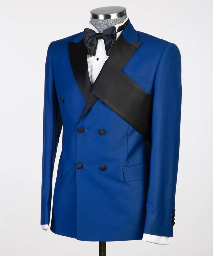 Men's  Double Breasted Blue Tuxedo