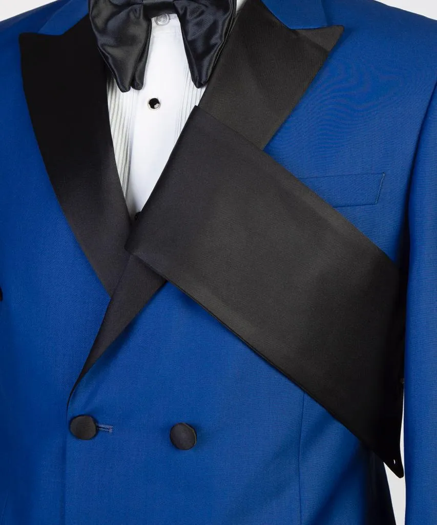 Men's  Double Breasted Blue Tuxedo