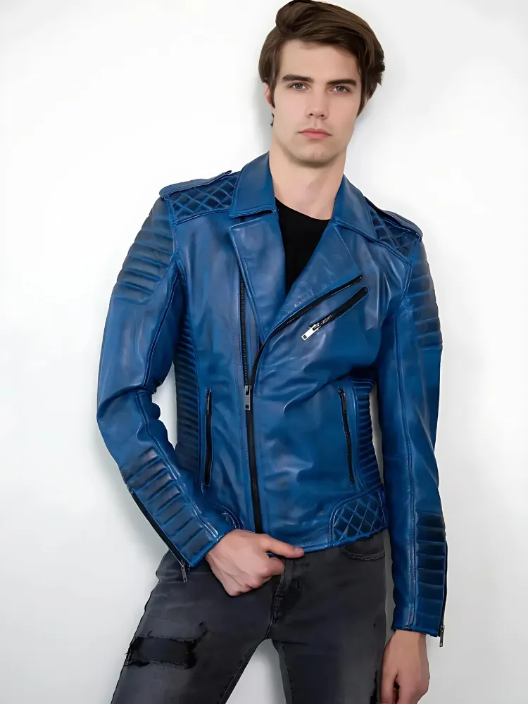 Mens Smooth Gray Motorcycle leather Jacket