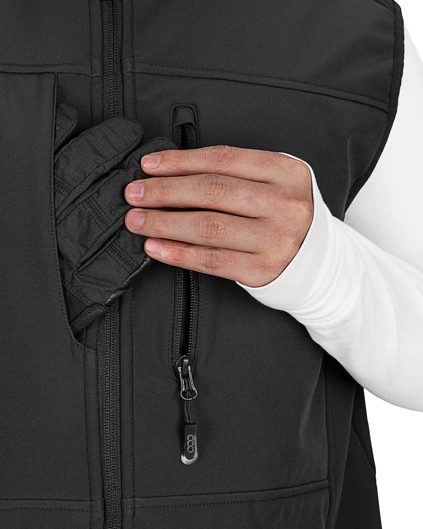 Men's Weatherproof Softshell Hooded Gilet Outerwear Vest with 7 Pockets