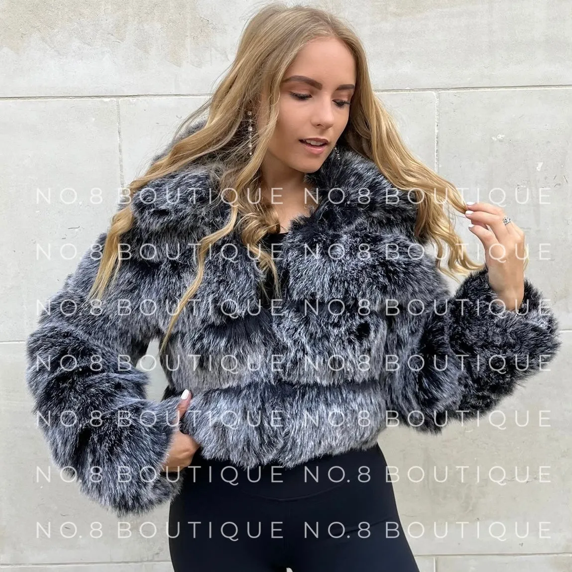 Milan Cropped Collar Faux Fur Jacket