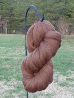 Milk Chocolate Brown Merino Wool Roving Fiber