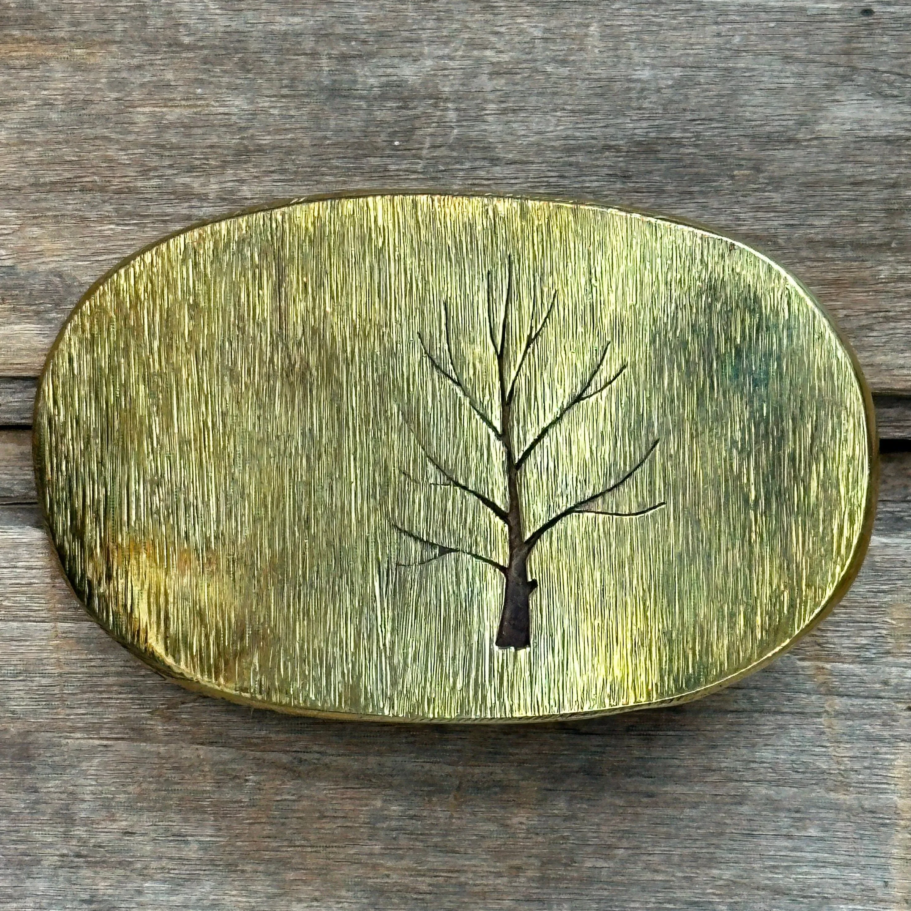 Oval Brass "Tree" David M. Bowman Belt Buckle