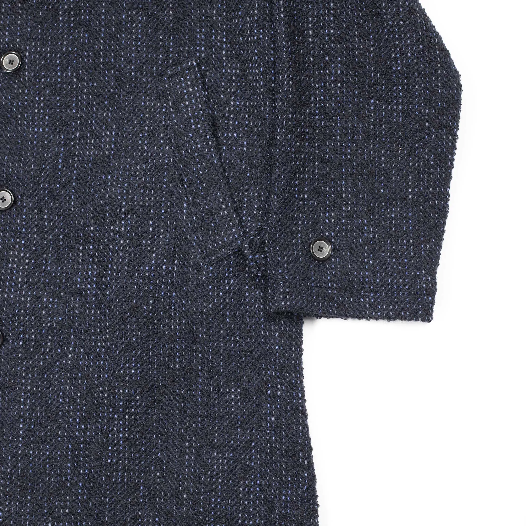 Overcoat in navy Roving tweed wool