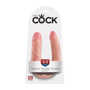 Medium 5.5 in. Realistic Dual-Ended Beige Dildo from Pipedream King Cock - Double Trouble