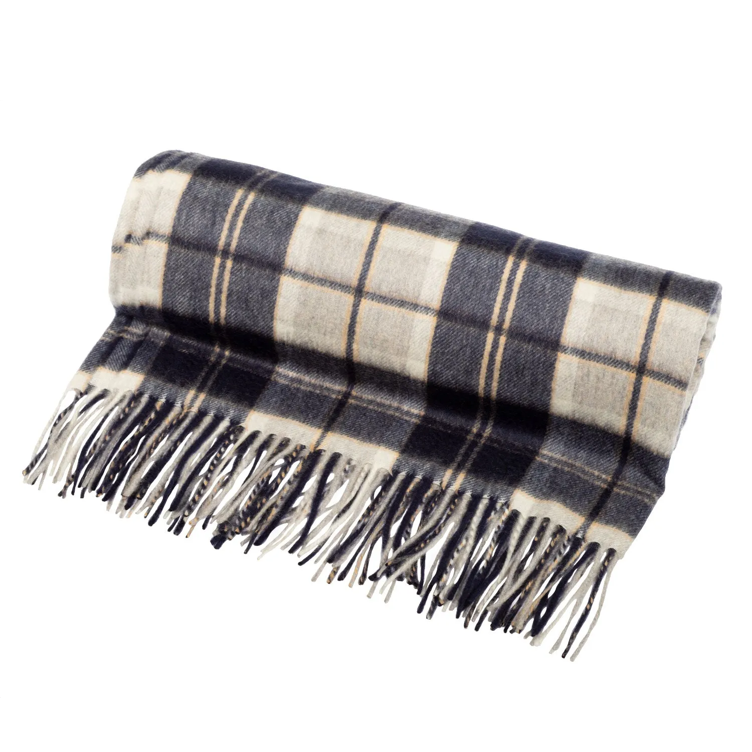 Pure Cashmere Tartan Blanket Bannockbane Silver