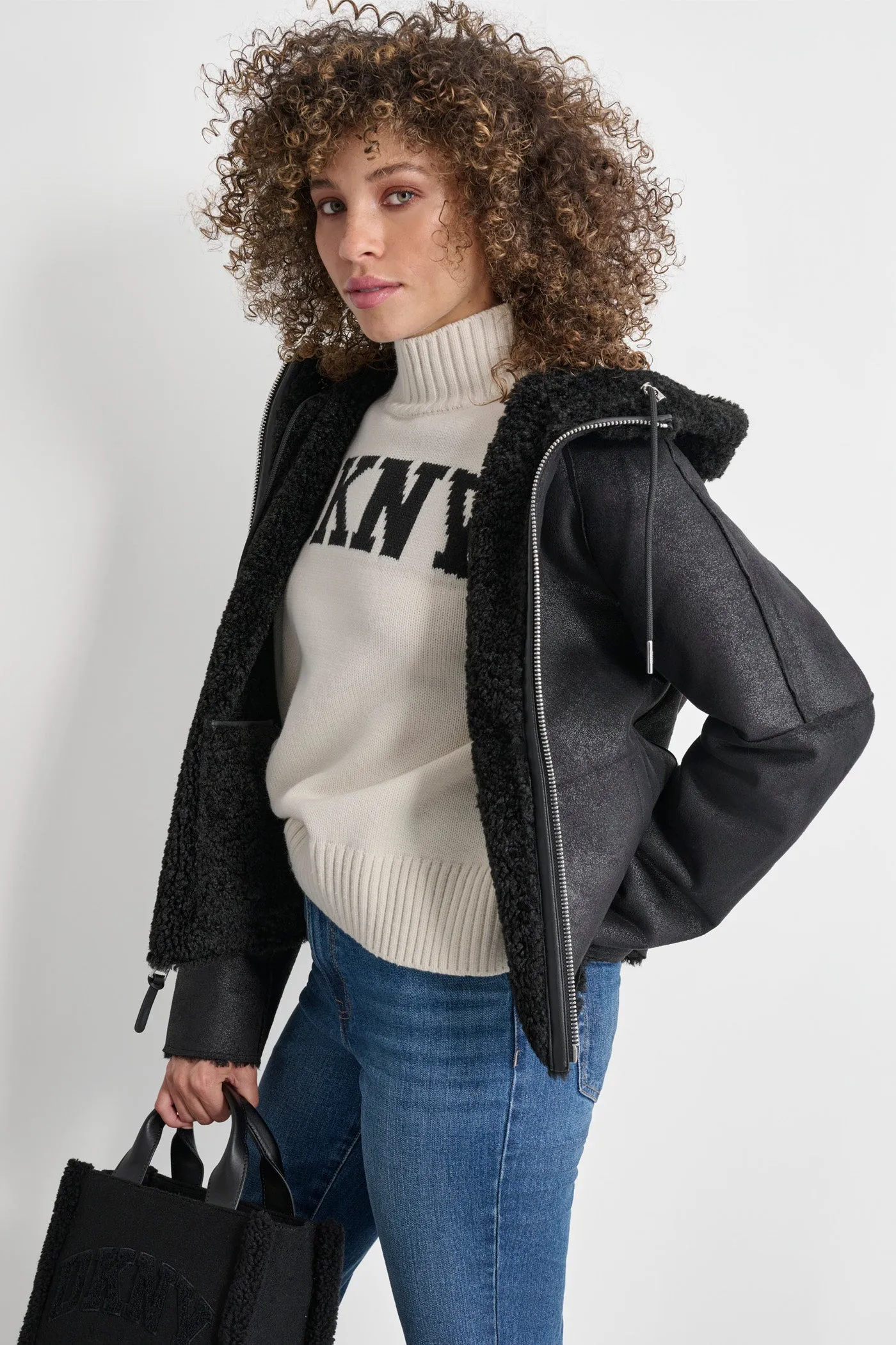 REVERSIBLE FAUX SHEARLING JACKET