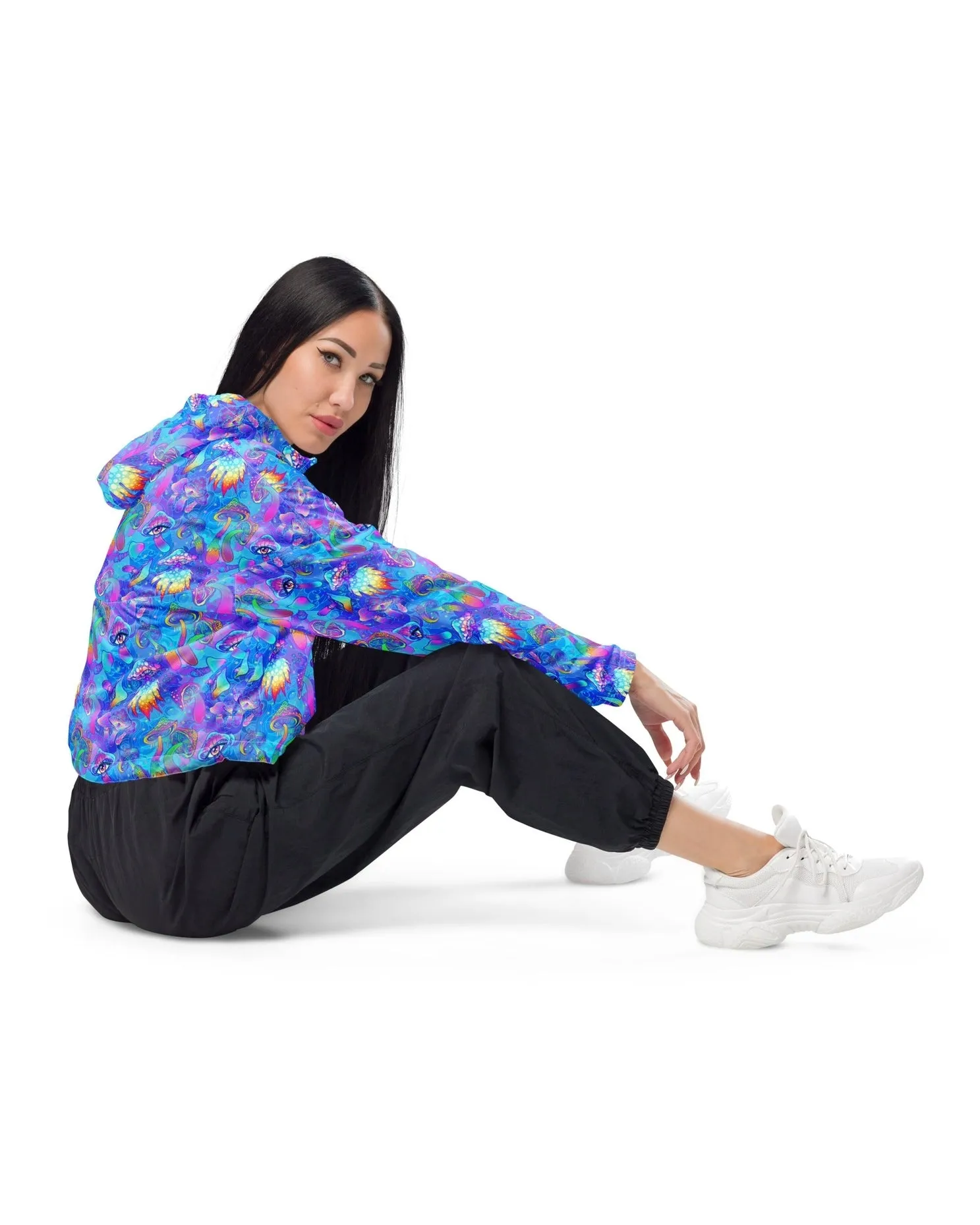 Shroomin Blue Cropped Windbreaker