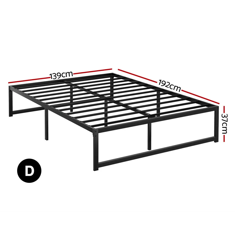 Tino Metal Double Bed Base Black (Metal Slats)