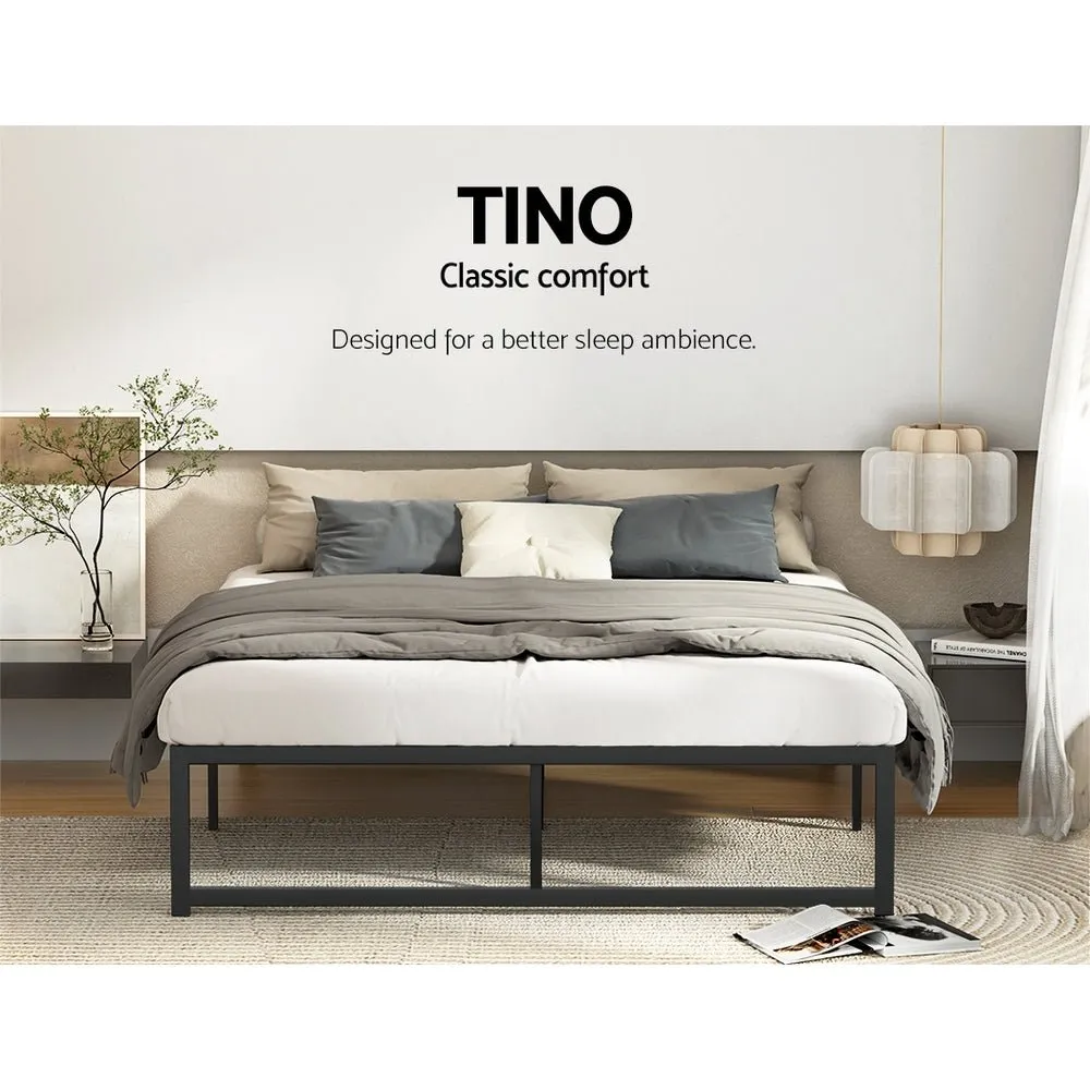 Tino Metal Double Bed Base Black (Metal Slats)