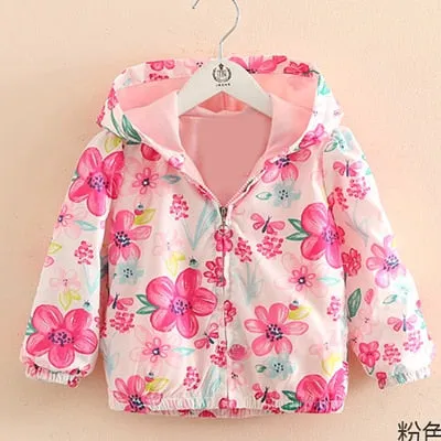 Windbreaker Flower Embroidery Hooded Jacket